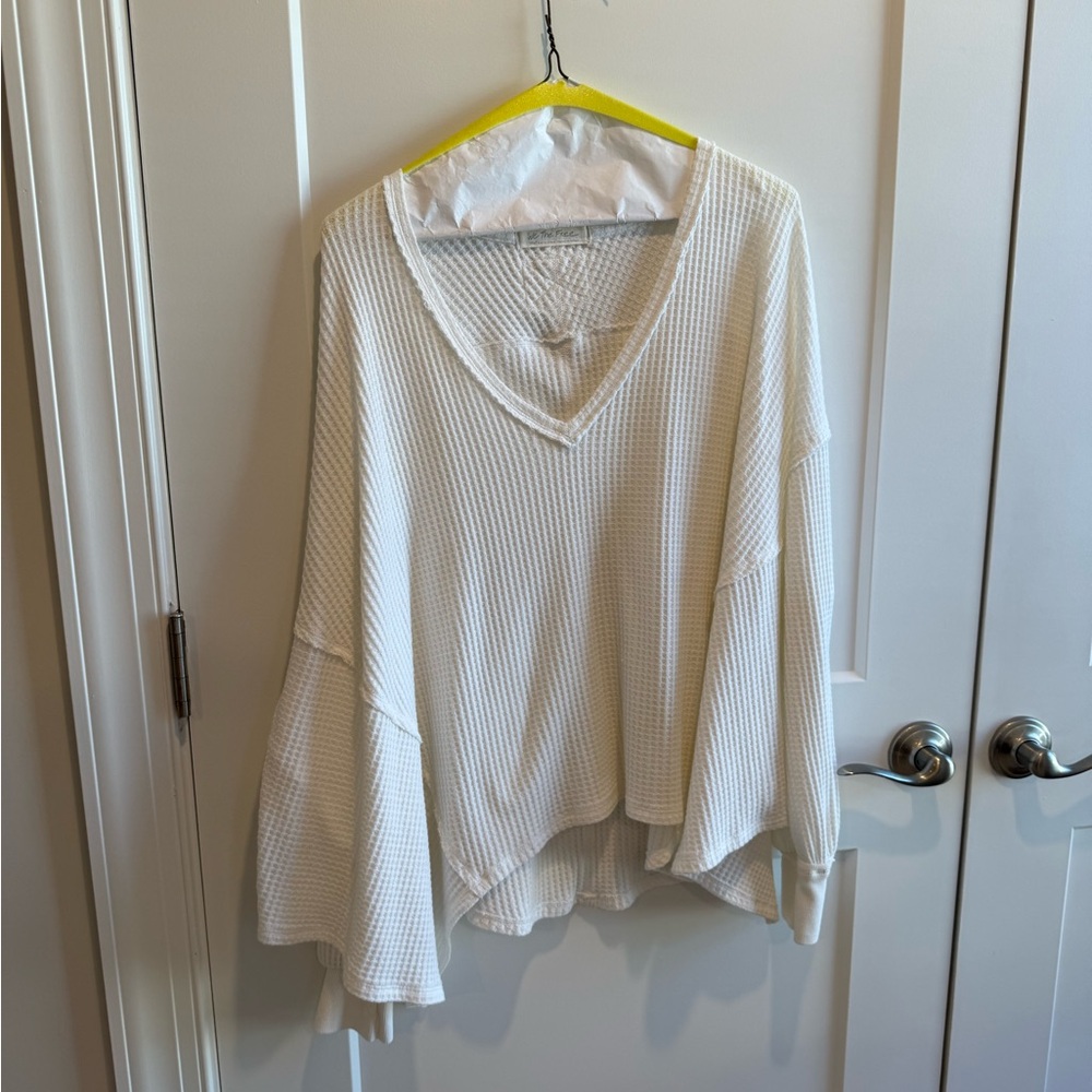 Free people coraline balloon sleeve thermal top - WHITE